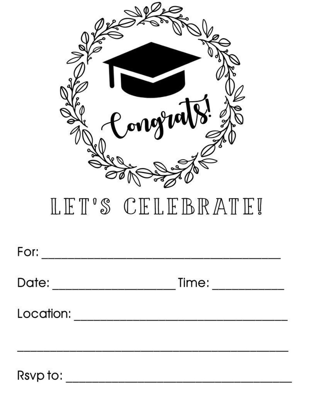 INSTANT DOWNLOAD- Printable Fill-in Graduation Invitation- Grad Invite - Etsy instant-download-printable-fill-in-graduation-invitation-grad-invite-etsy