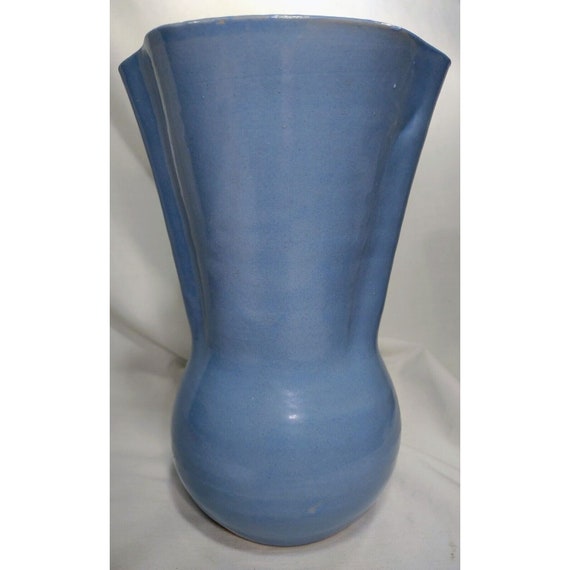 8.5 Blue Hand Thrown Uhl Pottery Stoneware Vase - Etsy