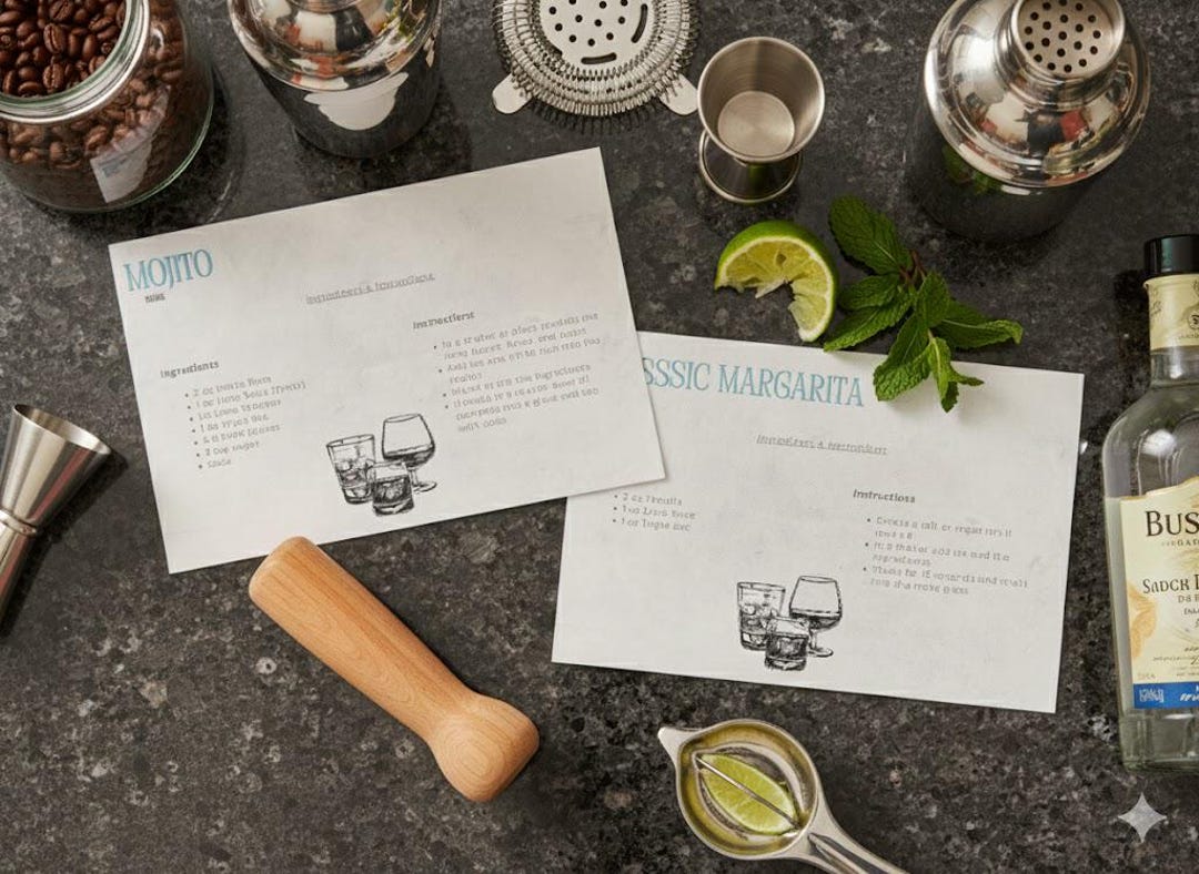 Essential Cocktail Recipes.pdf Printable Classic Drink Recipes | Cocktail Recipe Card Set | Instant ...