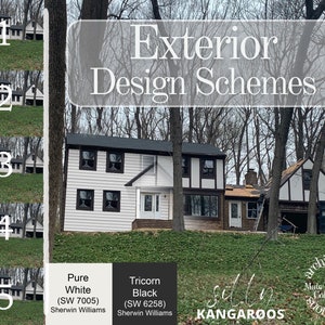 Exterior Design Schemes, Paint Colors, Roof, Siding, Windows, Doors, Shutters, Fixtures and more