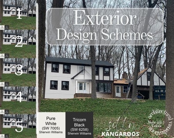 Exterior Design Schemes, Paint Colors, Roof, Siding, Windows, Doors, Shutters, Fixtures and more