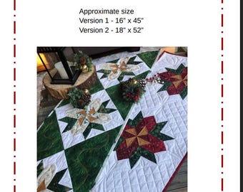 Christmas Table Runner Pattern - Poinsettia - 2 Versions