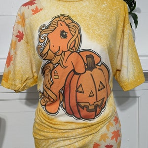 MLP Bleached T-shirt For Fall or Halloween 80&#39;s 90&#39;s Bleached T-shirt