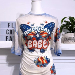 American Babe Bleached Shirt: Retro 4th of July Graphic Tee