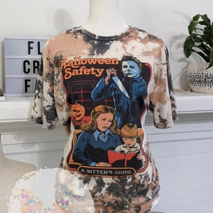 Horror Movie Fan Bleached T-shirt, Halloween Bleached Shirt, Creepy Bleached T-shirt, Slasher Movie Bleached Tee