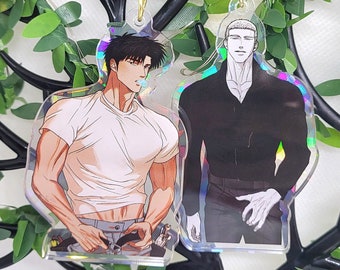 Shingun & Jake BL | Holographic Acrylic Keychain | Double-sided | 3 Inch | Anime Manhwa Manga Yaoi Boys Love