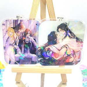 Benedizione ufficiale del cielo / Hua Cheng e Xie Lian / Tian Guan Ci Fu / TGCF / Portachiavi in acrilico arcobaleno olografico / Yaoi Boys Love BL Charm