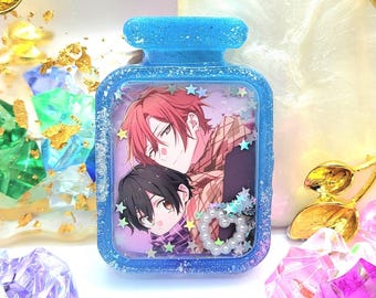 Sasaki en Miyano vloeibare shaker-bedel | Drijfzandglitter | 2 inch | Anime | Manga | Yaoi | Jongens zijn dol op | BL | Sleutelhanger | Standaard | Holografisch