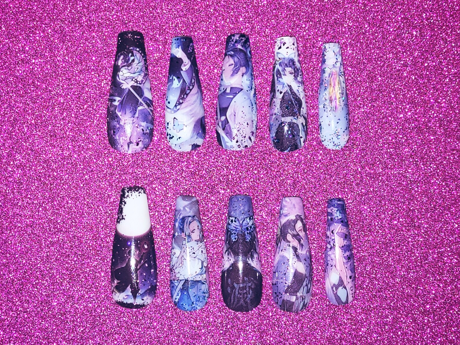 Anime Press on Nails Demon Slayer Butterfly Shinobu - Etsy