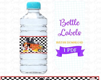 Printable Mickey Roadster Racers/Water Bottle Label/Party Decoration/Mickey Mouse water bottle digital label/Mickey Instant Digital Download