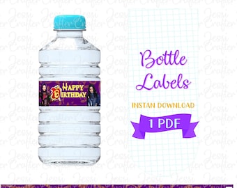Printable Descendants/Birthday party decorations/Party Decoration/Descendant water bottle digital label/Descendants Instant Digital Download