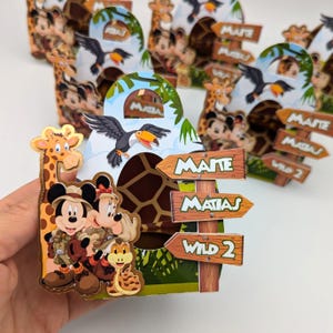 Scatola per uova Kinder Mickey Safari Decorazioni per feste Minnie Safari Uovo Kinder personalizzato Bomboniera per uova Kinder Mickey Minnie Sacchetto Kinder Joy Scatola per uova di cioccolato