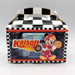 Mickey Roadster Racers Favor Box/Mickey Mouse Box/Personalized Mickey gable favor box/Mickey party decorations/Mickey candy or treat bags