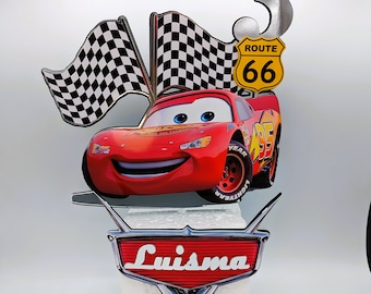 Adorno para tarta de Cars/Decoración para fiesta de Cars/Cars Disney/Adorno personalizado para tarta de Cars/Decoración para fiesta de cumpleaños de Cars/Rayo McQueen/Regalo infantil de Cars
