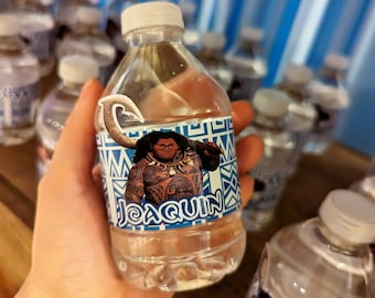 Maui Water Bottle labels/Maui from Moana birthday party decorations/Maui water bottle wrapper/Personalized Moana party labels/party supplies