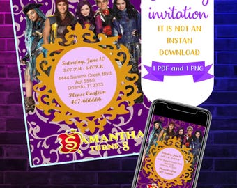 Descendants 3 Birthday Invitation/Personalized Digital Download/Digital Party Invitation/Descendants Printable Invitation/Disney Descendants