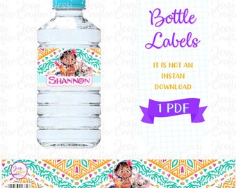 Printable Moana Water Bottle label/Moana birthday party decoration/Moana water bottle digital label/Baby Moana Digital Download party label