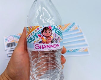 Moana Water Bottle label/Baby Moana birthday party decoration/Moana baby water bottle wrapper/Personalized Moana party labels/party supplies