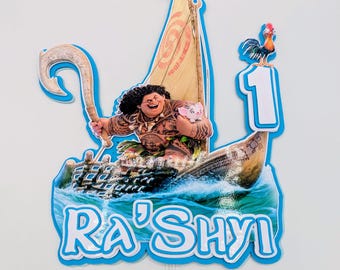 Maui Cake Topper  Maui Moana Birthday Party Decorations Personalized Moana and Maui Cake Topper Maui Kids Theme Party Disney Birthday Maui