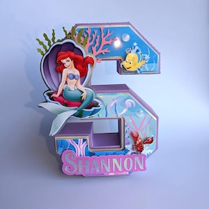 Letra 3D de La Sirenita, decoración para fiesta de cumpleaños de La Sirenita, letra 3D personalizada para fiesta de La Sirenita, decoración para fiesta de La Sirenita