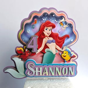 Little Mermaid Cake Topper Little Mermaid Birthday Party Decorations Personalized Ariel Cake Topper Little Mermaid Kids Theme Party Ariel