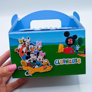 Mickey Favor Box/Mickey Mouse Clubhouse/Personalized Mickey gable favor box/ Mickey party decorations/Mickey Mouse candy or treat bags
