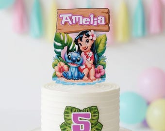 Lilo and Stitch taarttopper Lilo en Stitch verjaardagsfeestje decoraties Lilo en Stitch gepersonaliseerde taarttopper Lilo-Stitch kinderthemafeest
