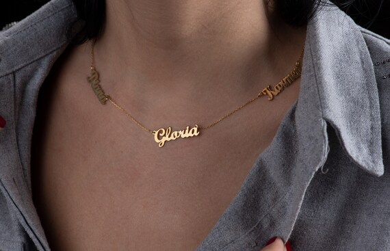 14k Gold Plated Multiple Name Necklace 