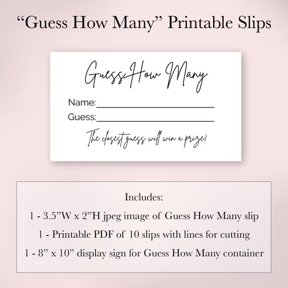 Guess How Many Party Game Guessing Slips for Baby Bridal  display picture 2