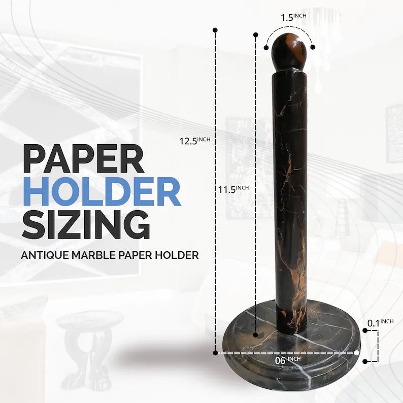 Black Marble Paper Towel Holder Handmade Towel Holder Stand for Kitchen