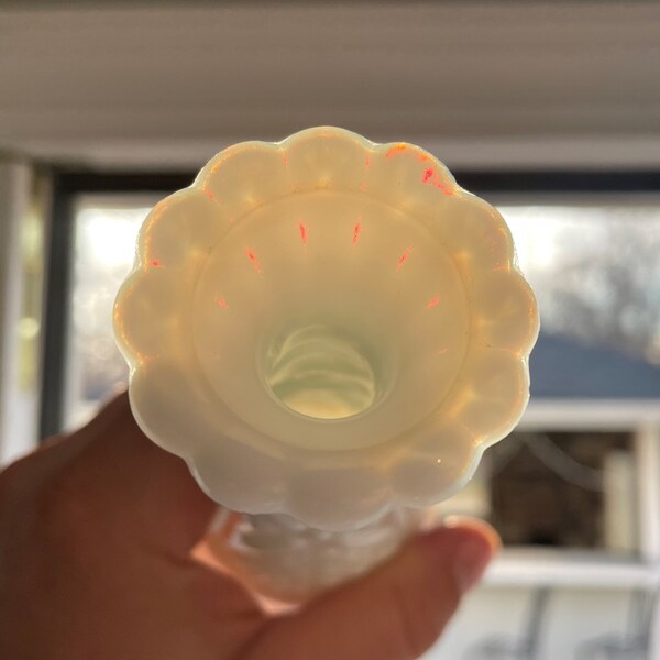 Milk Glass Bud Vase with Ring of Fire