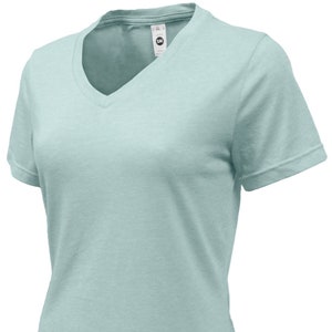 Ladies V-Neck Sublimation Shirt: 70/30 Blend, Light Colors