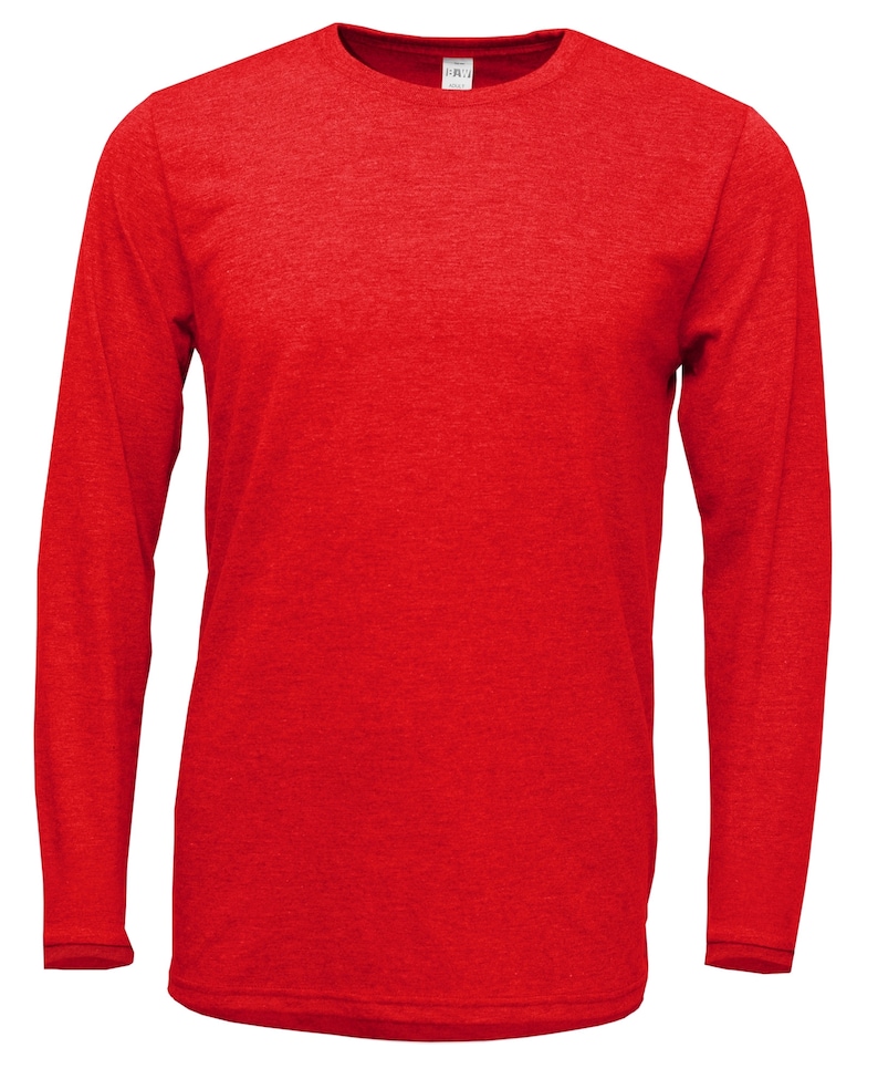 Peut inclure: Un t-shirt rouge &agrave; manches longues avec une texture chin&eacute;e.