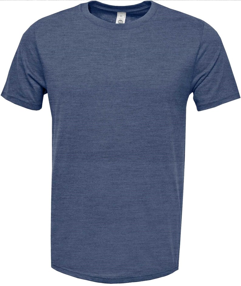 May include: A blue short-sleeved t-shirt made of a soft, comfortable fabric. The shirt has a crew neck and a relaxed fit.