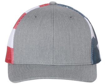Stars and Stripes Trucker Cap, Patriotic Snapback, Richardson 112
