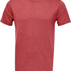 May include: A plain red t-shirt made of a soft, comfortable fabric. The shirt has a crew neck and short sleeves.