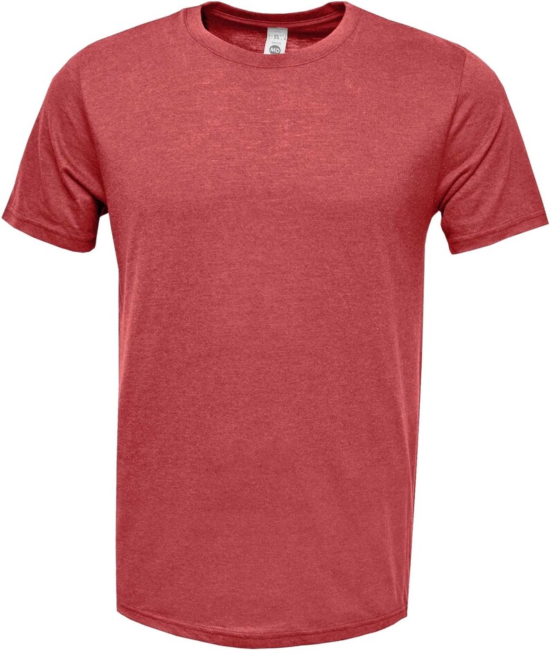 May include: A plain red t-shirt made of a soft, comfortable fabric. The shirt has a crew neck and short sleeves.