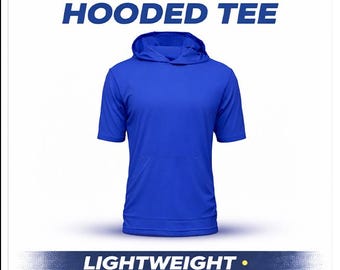 Men's Short Sleeve Hoodie, Lightweight Polyester Gym Shirt, Moisture Wicking Activewear