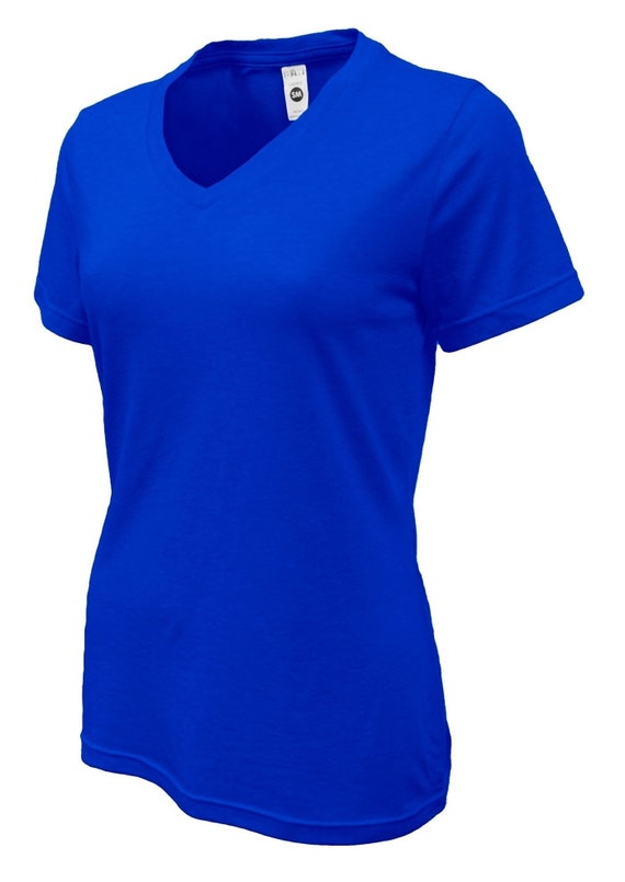 Camisa de mujer con cuello en V, mezcla 70/30: sublimación y - Main Image