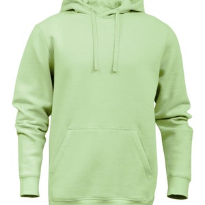 K&ouml;nnte beinhalten: Ein hellgr&uuml;ner Kapuzenpullover mit einer K&auml;ngurutasche und langen &Auml;rmeln.