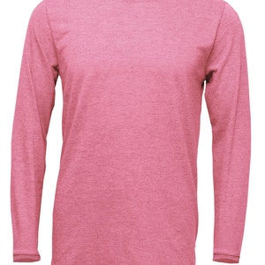 May include: A long-sleeved t-shirt in a pink heather color.