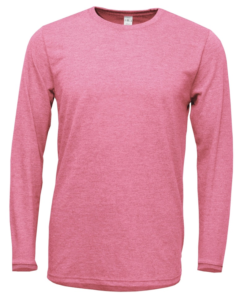 May include: A long-sleeved t-shirt in a pink heather color.