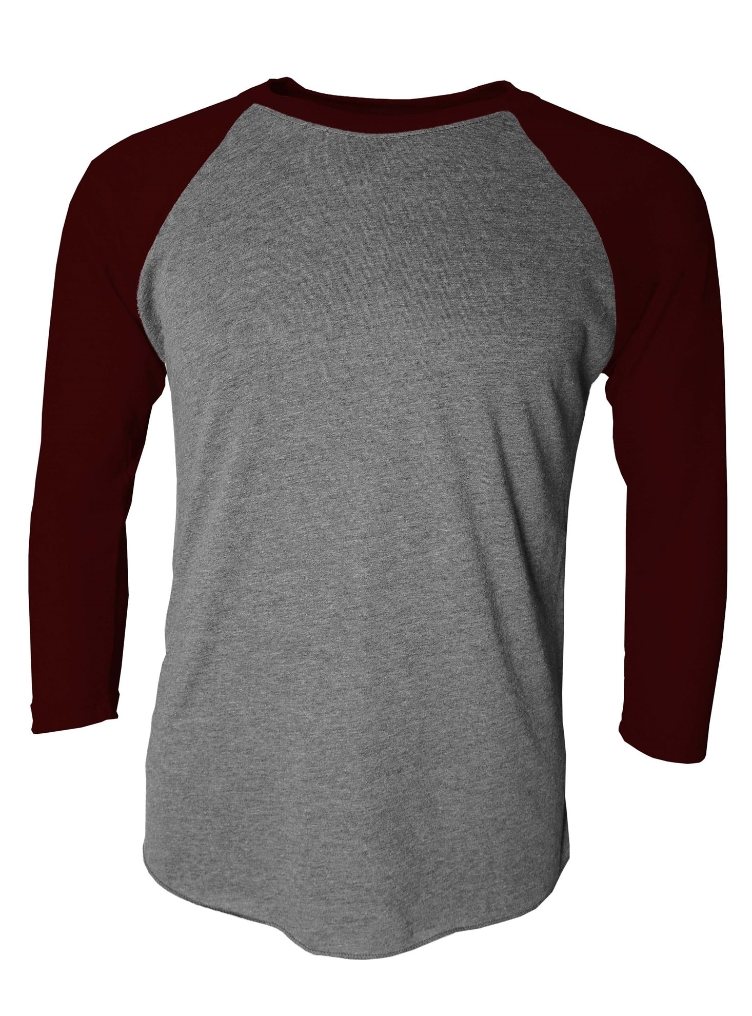 TOP PRO Men's 3/4 Sleeve Raglan Baseball Tee - Burgundy/Black Two-Tone, XX-Large Casual Sport Shirt