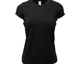 Women’s 100% Polyester V-Neck Shirt:  Sublimation Blank, Soft Lightweight Performance Tee