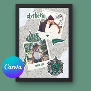 Custom Poster Canva Template, Slytherin, Magic School Collage Canva Design (Digital Download)
