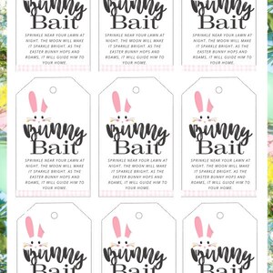 Easter Bunny Gift Tag, bunny baitTags, Easter Party Tags, Birthday Thank you Favor Tags, Editable Gift Tags, Instant Access