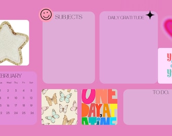 Custom Pink Preppy Monogram Desktop Wallpaper Collage - Etsy