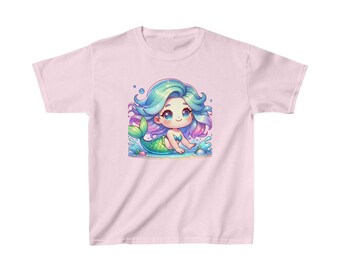 Cute Mermaid Splashing Around Kids Heavy Cotton™ Tee