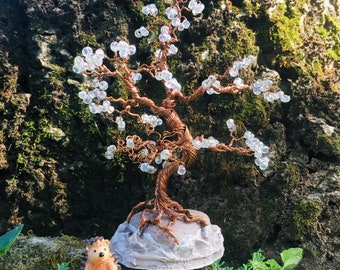 Árvore de arame de cobre com contas / Árvore de arame de cobre / Árvore de arame em miniatura / Arte em arame / Escultura em arame / Decoração para casa