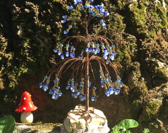 Árvore de arame de cobre com contas / Árvore de arame / Árvore de arame em miniatura / Arte em arame / Escultura em arame / Decoração para casa